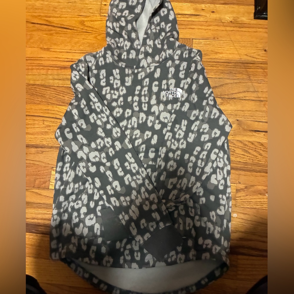 The North Face Black and Gray Leopard Print Pullover Hoodie